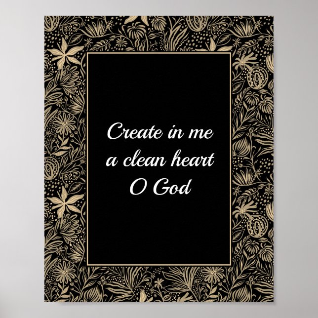 Psalm 51 Anpassningsbars Blommigt Blek Guld Black  Poster (Framsidan)