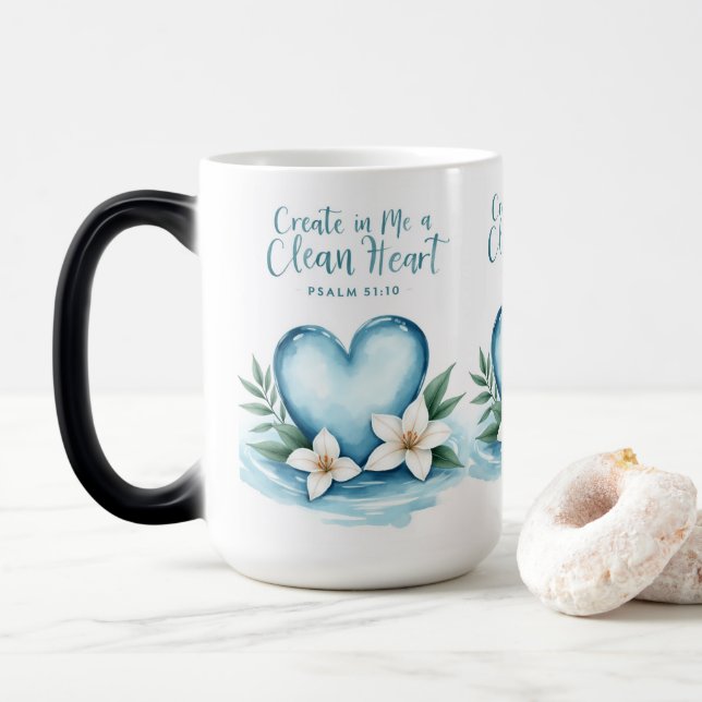 "Psalm 51 Watercolor Heart Bröllop Gift Mugg (Med munk)