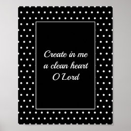 Psalm 51 White Polka Dot Christian Bathroom Poster