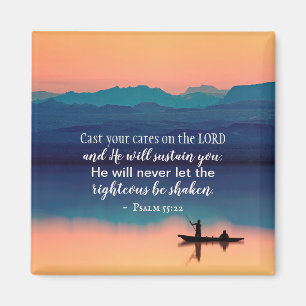 Psalm 55:22 Kasta dina bekymmer på LORD Magnet