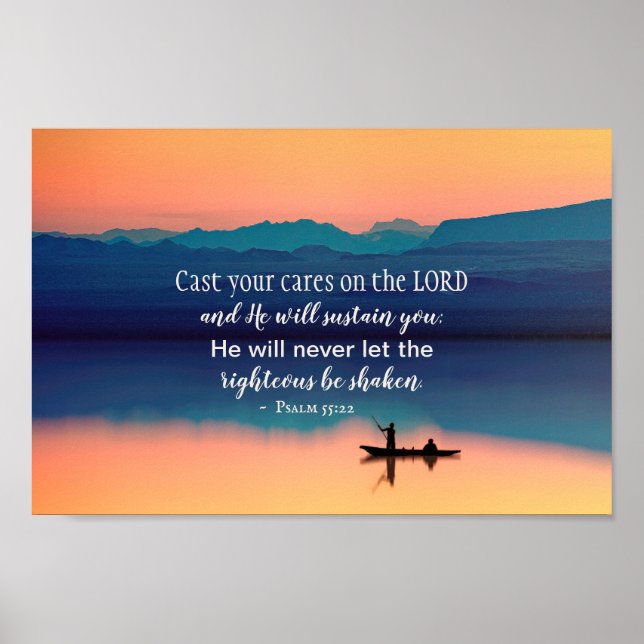 Psalm 55:22 Kasta dina bekymmer på LORD Poster (Framsidan)