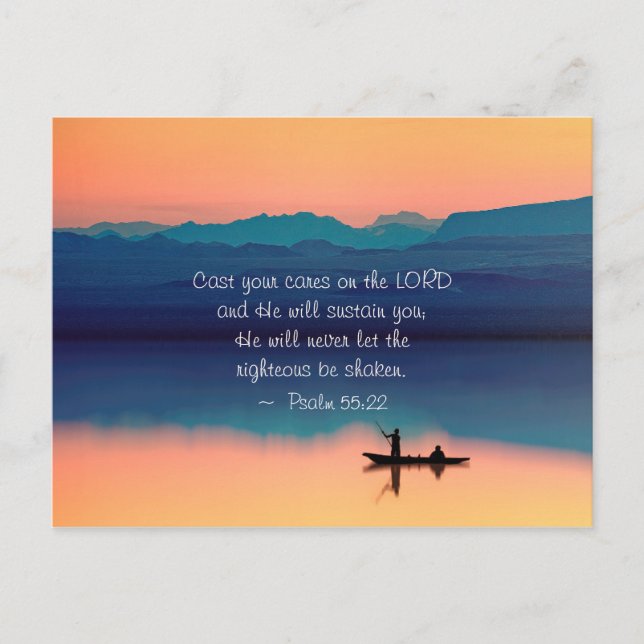 Psalm 55:22 Kasta dina bekymmer på LORD Vykort (Framsida)