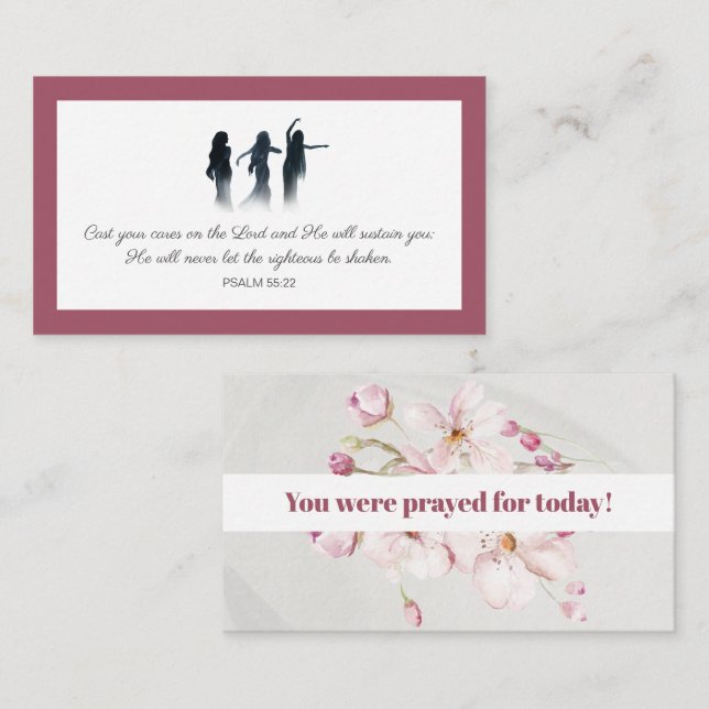 Psalm 55:22 You were prayed for Scripture Card Visitkort (Fram/baksida)