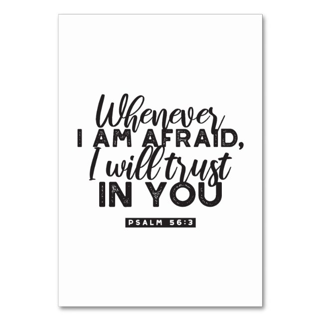 Psalm 56:3 Bible Verse Art "Jag litar på dig" Bordsnummer (Framsidan)