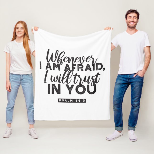 Psalm 56:3 Bible Verse Art "Jag litar på dig" Fleecefilt (På plats)