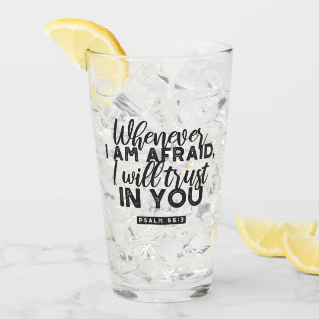 Psalm 56:3 Bible Verse Art "Jag litar på dig" Glaskopp (Framsida Ice)