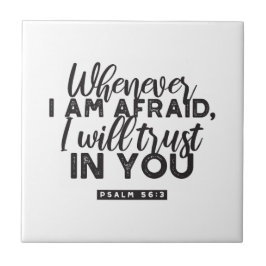 Psalm 56:3 Bible Verse Art "Jag litar på dig" Kakelplatta