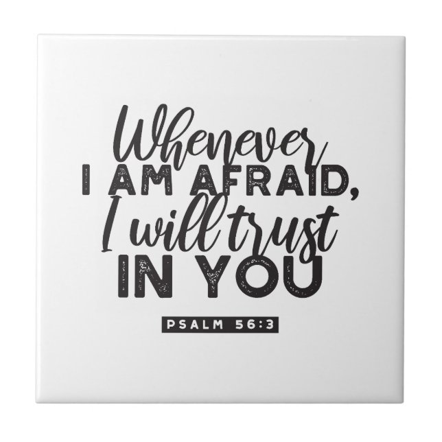 Psalm 56:3 Bible Verse Art "Jag litar på dig" Kakelplatta (Framsidan)