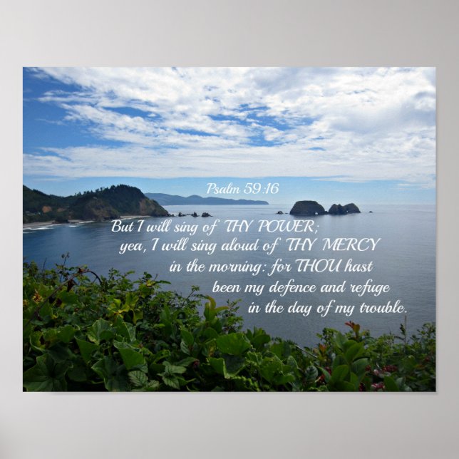 Psalm 59:16, men jag ska sjunga din kraft. poster (Framsidan)