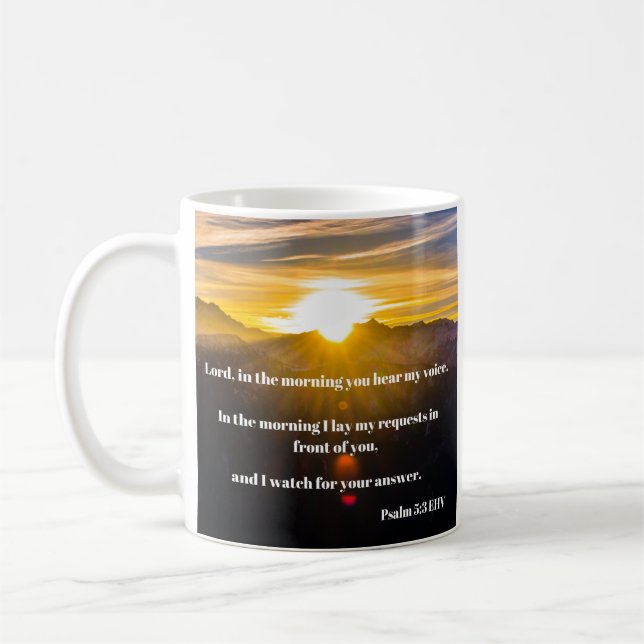 Psalm 5 morgon bible Verse Kaffemugg (Vänster)