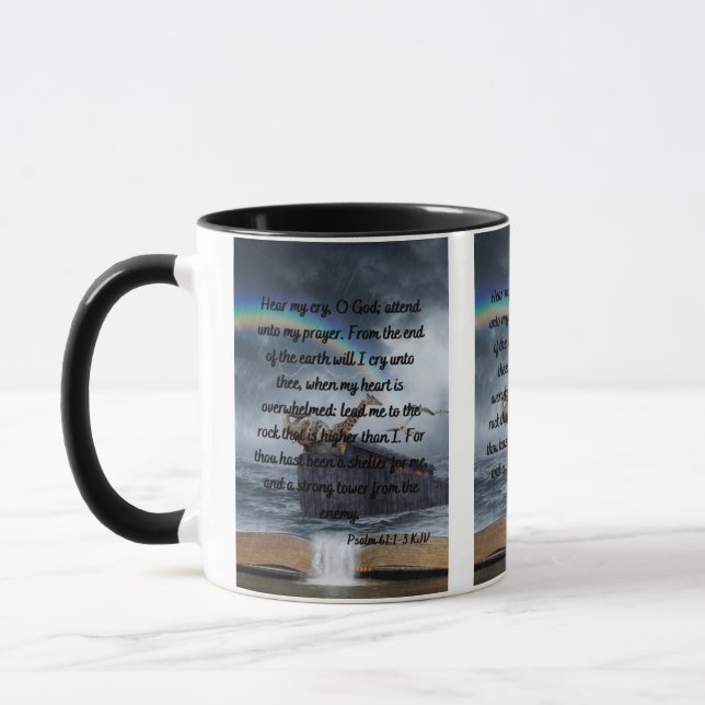 Psalm 61:1-3 KJV Bible Verse Two-Tone Mugg (Vänster)