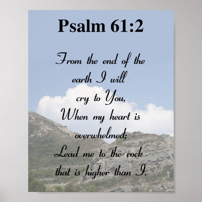 Psalm 61:2, Bibelverse, inspirationsskript Poster (Framsidan)