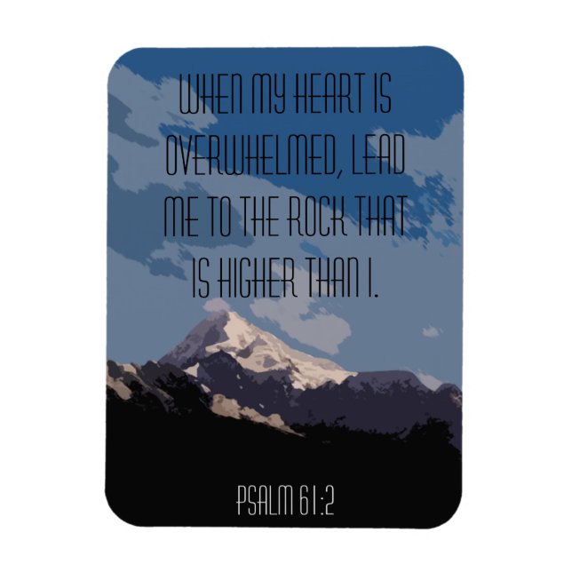 Psalm 61:2 Bible Verse Quote Mountain Graphic Magnet (Vertikal)