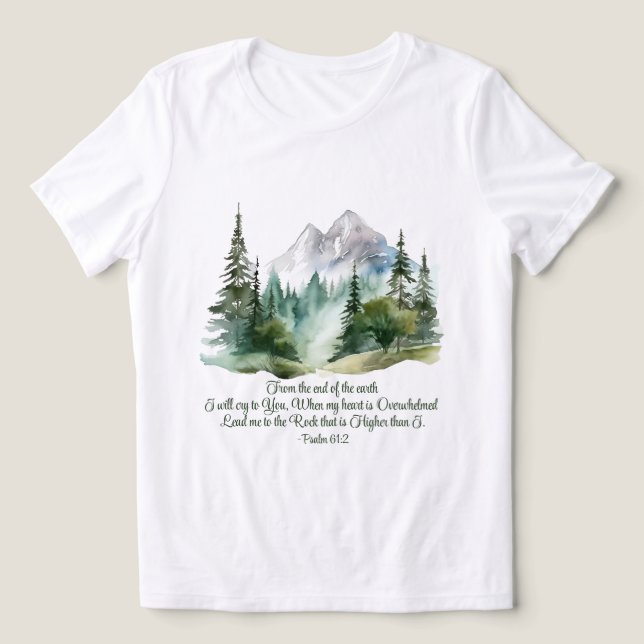 Psalm 61:2 Bly mig till Sten klotteriberget T Shirt (Design Framsida)