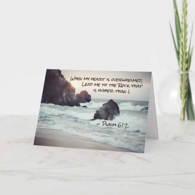 Psalm 61:2 Bly mig till Sten som är högre Kort (Framsida)