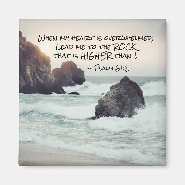 Psalm 61:2 Bly mig till Sten som är högre Magnet (Framsidan)