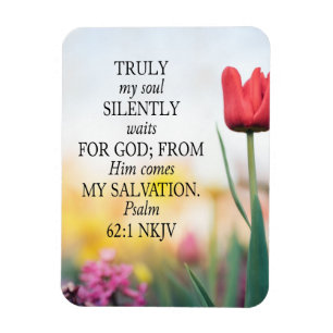 Psalm 62:1 NKJV på bildbakgrund Magnet