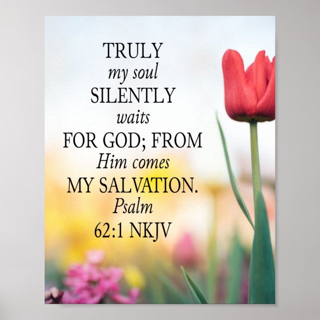 Psalm 62:1 NKJV på bildbakgrund  Poster (Framsidan)