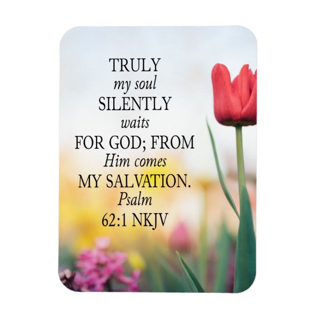 Psalm 62:1 NKJV på bildbakgrunden Magnet (Vertikal)