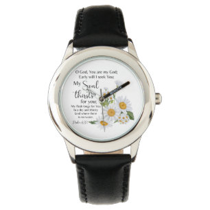 Psalm 63:1 Bible Scripture Chamomile Flowers Armbandsur