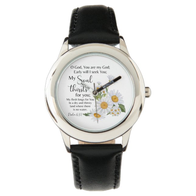 Psalm 63:1 Bible Scripture Chamomile Flowers Armbandsur (Framsida)