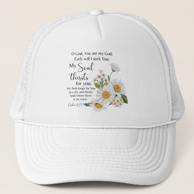 Psalm 63:1 Bible Scripture Chamomile Flowers Keps (Framsida)