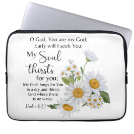 Psalm 63:1 Bible Scripture Chamomile Flowers Laptop Fodral