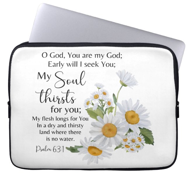 Psalm 63:1 Bible Scripture Chamomile Flowers Laptop Fodral (Framsidan)