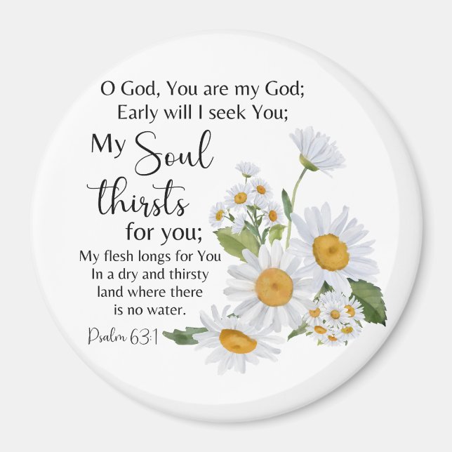 Psalm 63:1 Bible Scripture Chamomile Flowers Magnet (Framsidan)