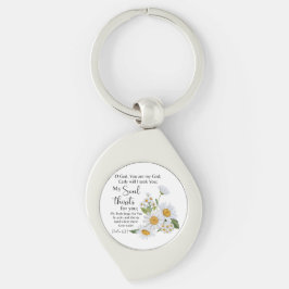 Psalm 63:1 Bible Scripture Chamomile Flowers Swirl Silverfärgad Nyckelring