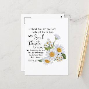Psalm 63:1 Bible Scripture Chamomile Flowers Vykort