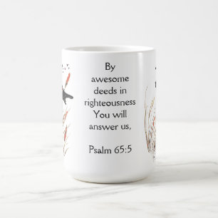 Psalm 65:5 Bible Scripture Du svarar Blackbird Kaffemugg