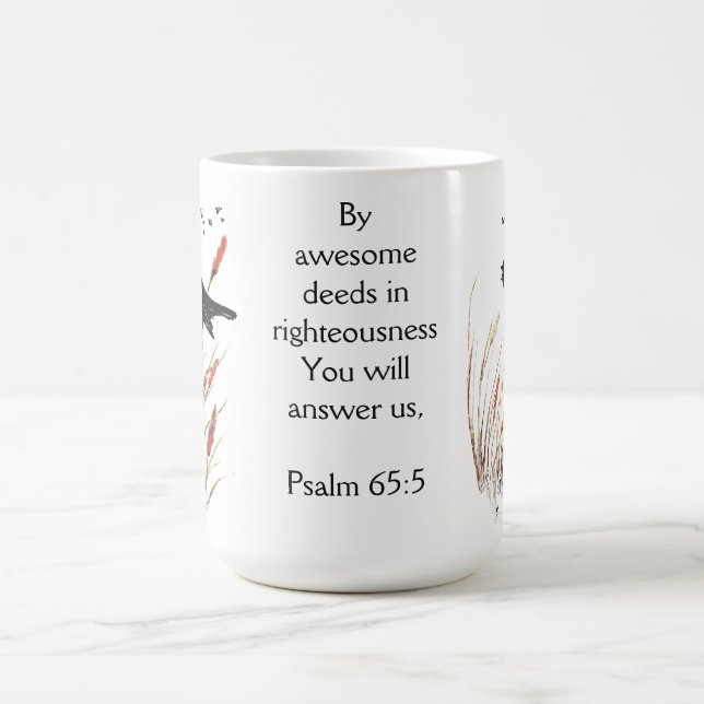 Psalm 65:5 Bible Scripture Du svarar Blackbird Kaffemugg (Center)