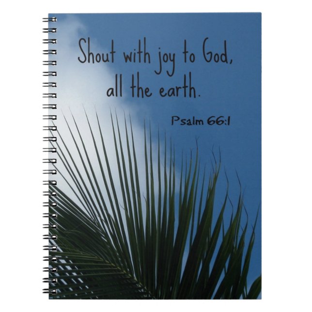Psalm 66:1 Shout med glädje för Gud.. Anteckningsbok Med Spiral (Framsidan)