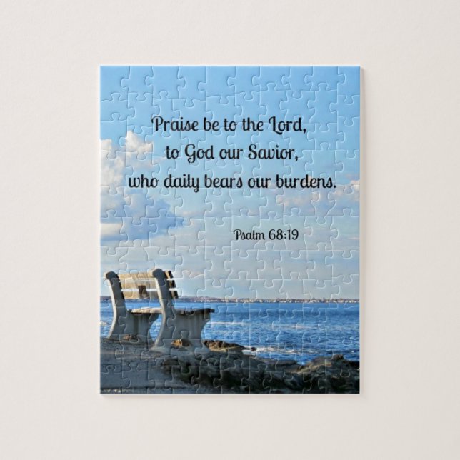 Psalm 68:19 Ömska vara till Gud, till Gud .... Pussel (Vertikal)