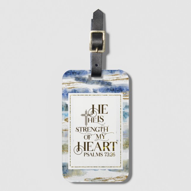 Psalm 73:26 Han är styrkan i mitt hjärta Bagagebricka (Framsida vertikal)