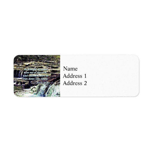 Psalm 78-16 - Han tog med strömmar ... Returadress Etikett (Framsidan)