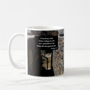 Psalm 7:1 Gud är vår bibelverse. Kaffemugg