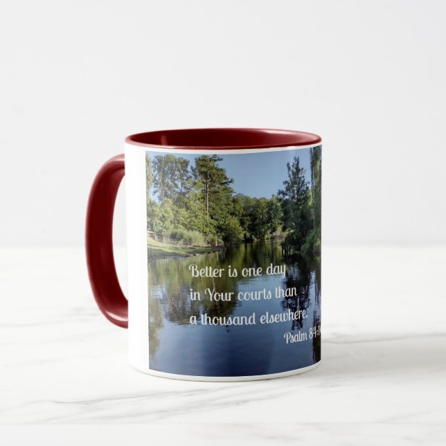 Psalm 84:10 Bättre är en dag i dina domstolar Mugg (Framsida vänster)