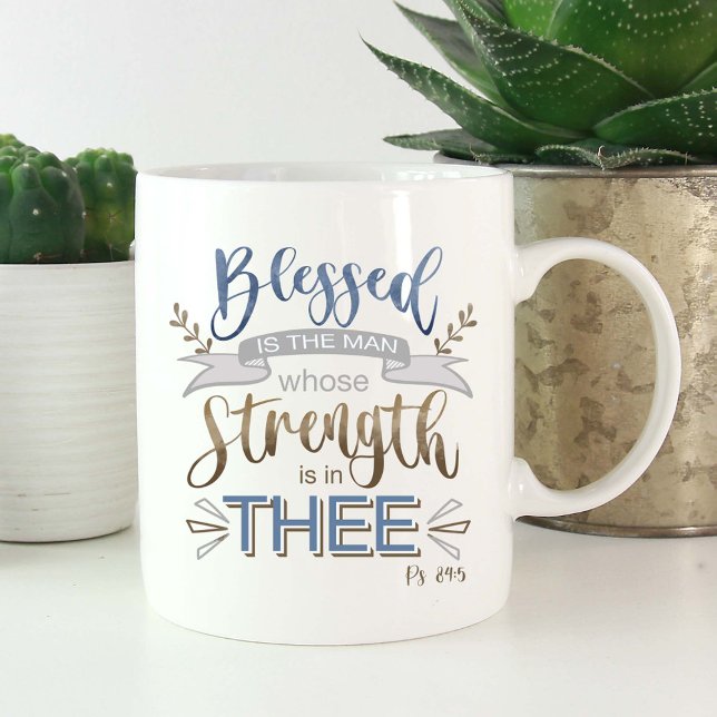 Psalm 84:5 - Välsignad är Man Fars dag Kaffemugg (Skapare uppladdad)