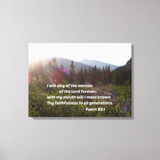 Psalm 89:1 Jag ska sjunga av Herren. Canvastryck (Framsida)
