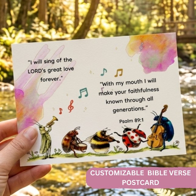 Psalm 89:1 Söta Insektsorkester Kristet Bibelvers Vykort (Skapare uppladdad)