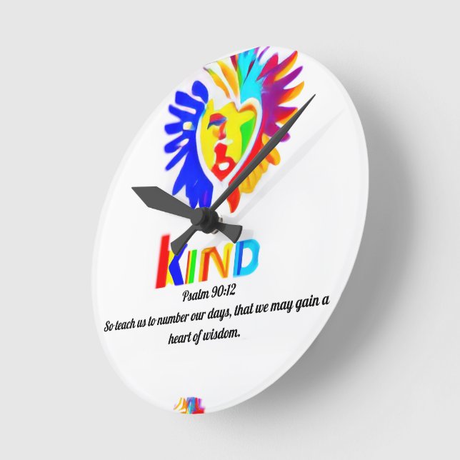 Psalm 90:12 LK Logotyp Clock - Time with Purpose Rund Klocka (Vinkel)