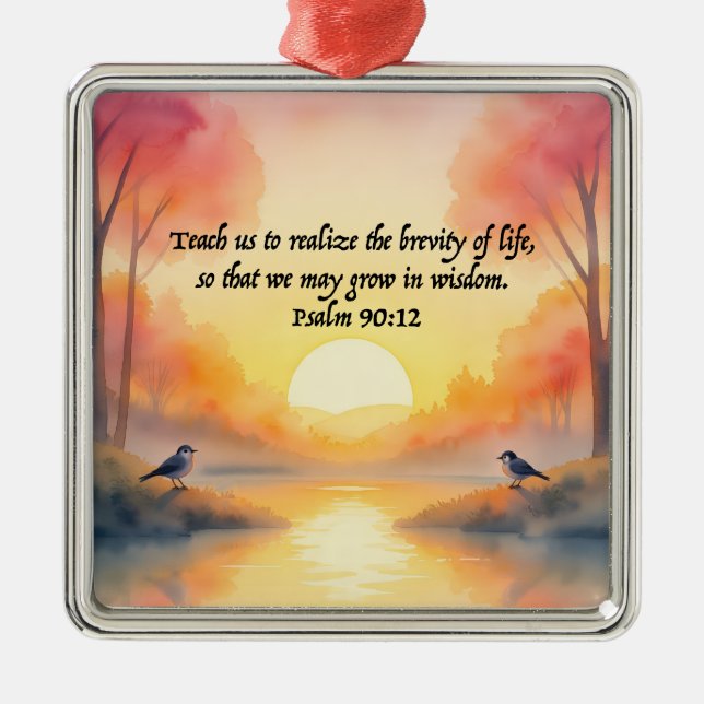 Psalm 90:12. Teach us to realize brevity life Julgransprydnad Metall (Framsidan)