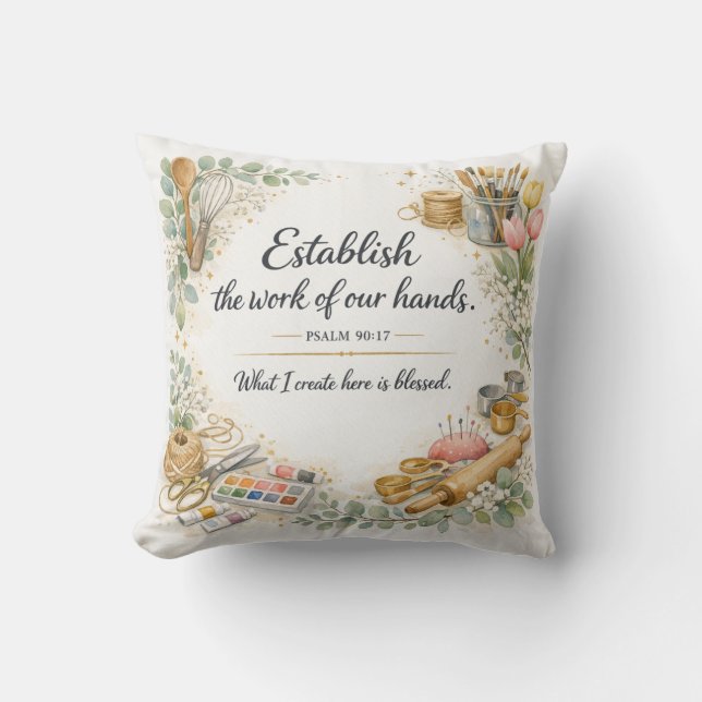 Psalm 90:17 Bibelvers, Messiansk judisk dekoration Kudde (Framsida)