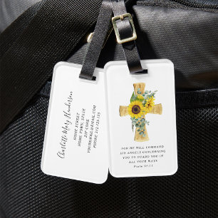 Psalm 91:11 Bible Verse Religiösa Solblommor Kor Bagagebricka