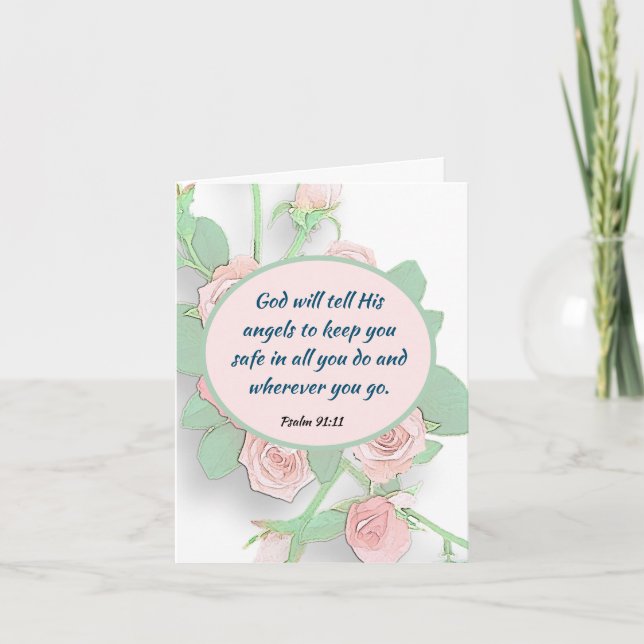 Psalm 91:11 Bible Verses om Blessings Helgkort (Framsida)