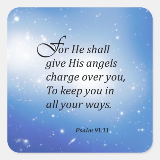 Psalm 91:11 fyrkantigt klistermärke (Framsida)