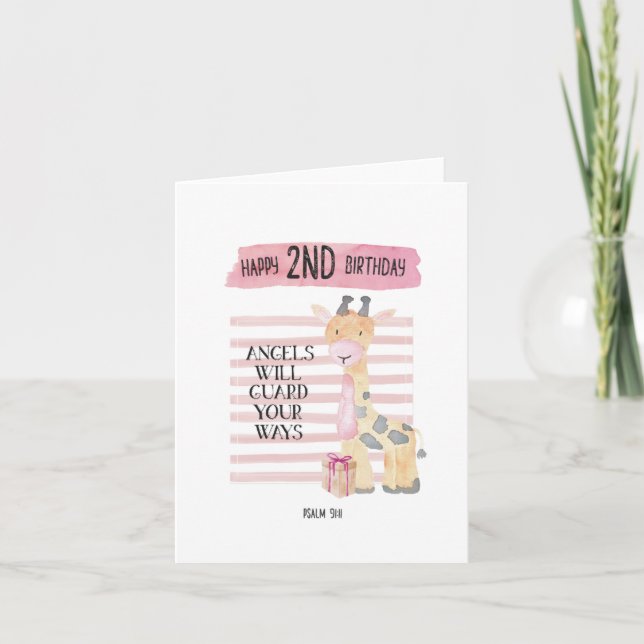 Psalm 91:11 Giraffe 2:a födelsedagskortet Kort (Framsida)