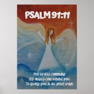 Psalm 91:11 Han kommer att leda hans Änglar Poster